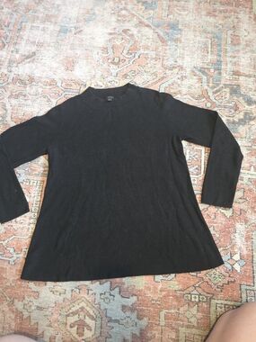 Ann Taylor Black Ribbed Crewneck Sweater